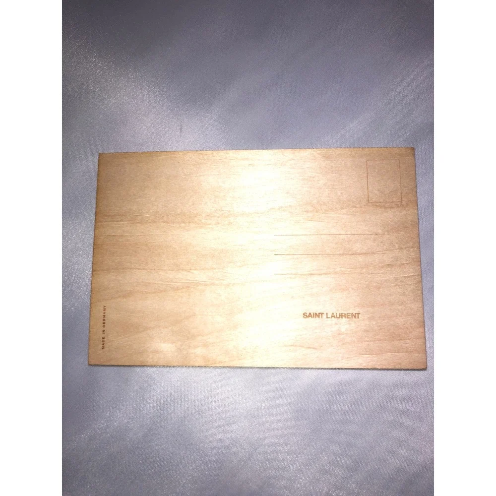 Saint Laurent Wooden Postcard Made in Germany YSL Collectible Wood Black-Bitumen